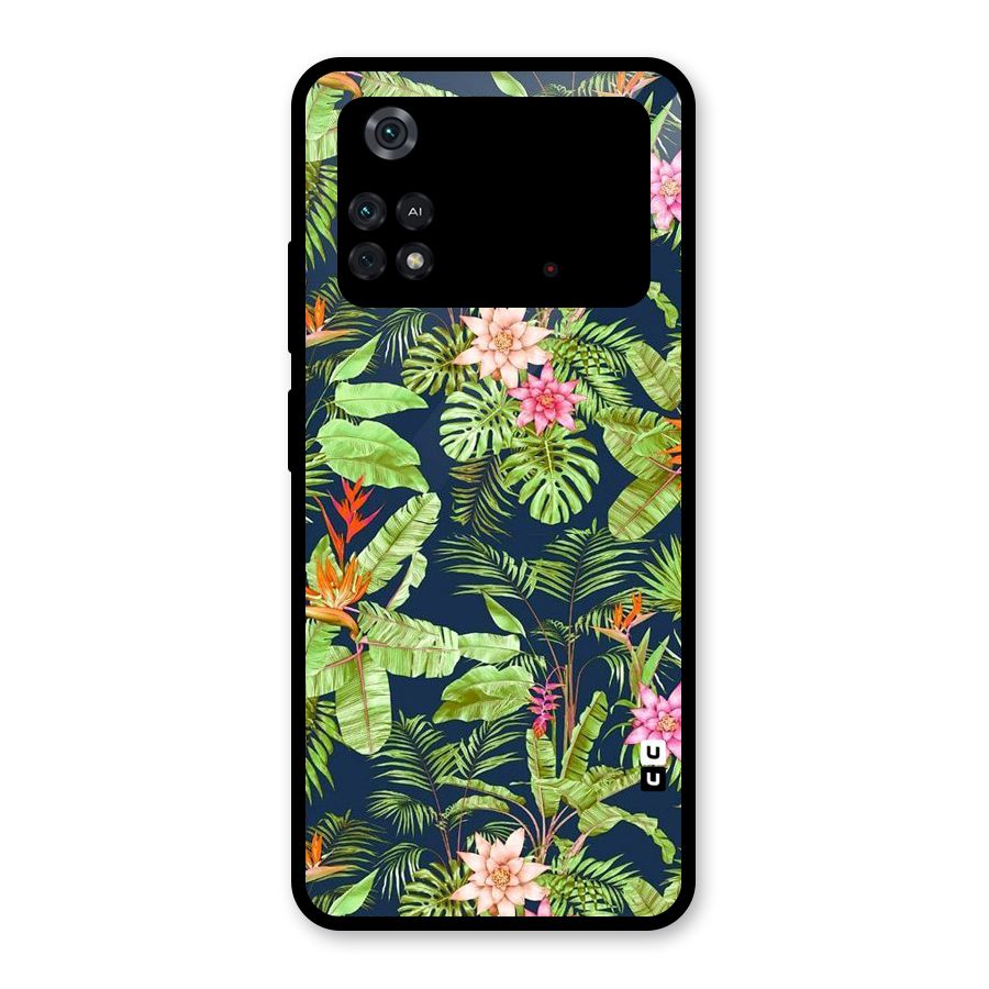 Tiny Flower Leaves Glass Back Case for Poco M4 Pro 4G