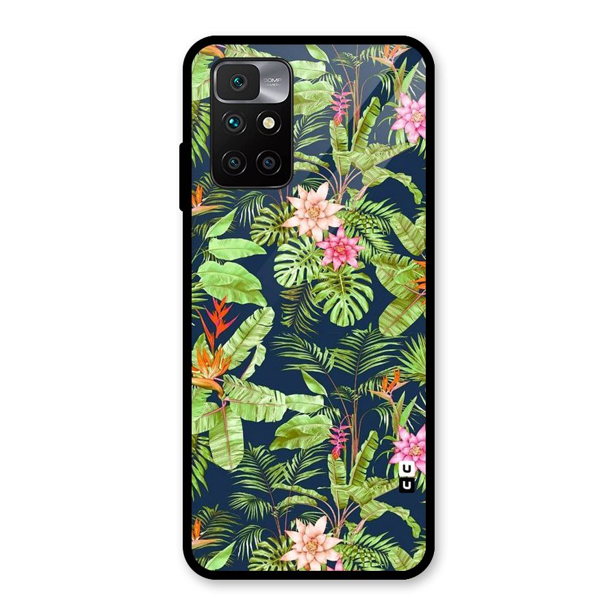 Tiny Flower Leaves Glass Back Case for Redmi 10 Prime