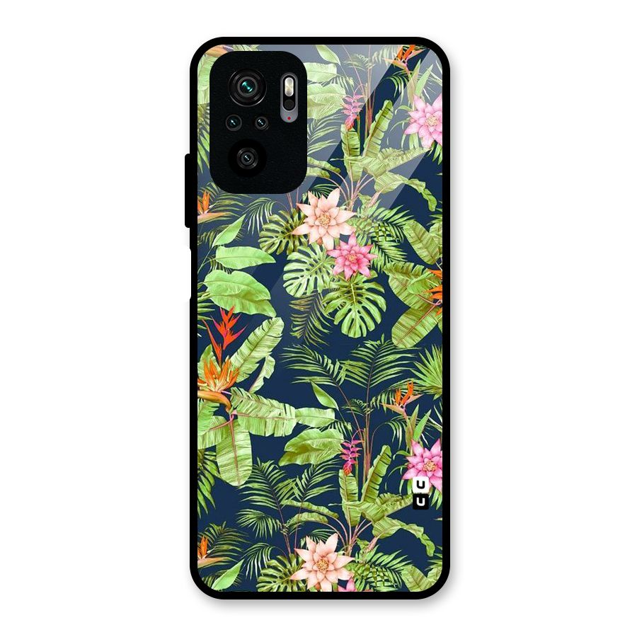 Tiny Flower Leaves Glass Back Case for Redmi Note 10S