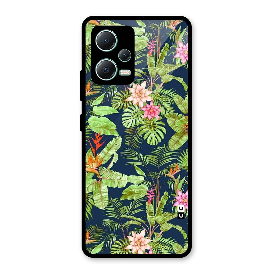 Tiny Flower Leaves Glass Back Case for Redmi Note 12 5G