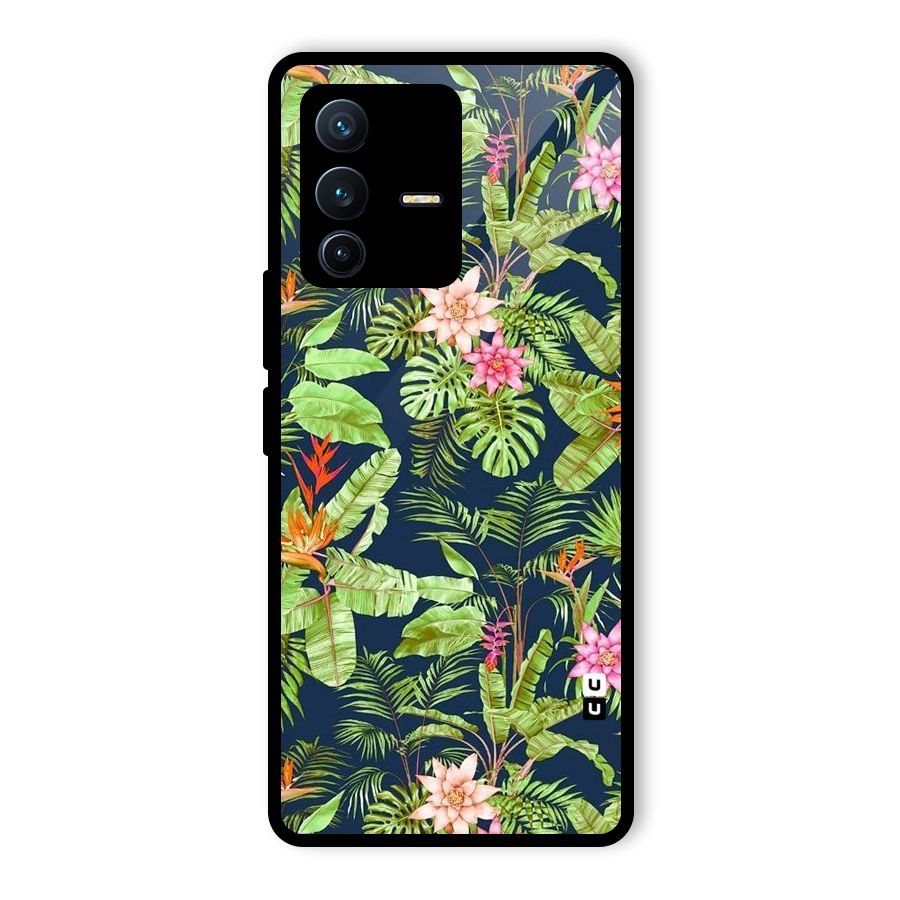 Tiny Flower Leaves Glass Back Case for Vivo V23 Pro