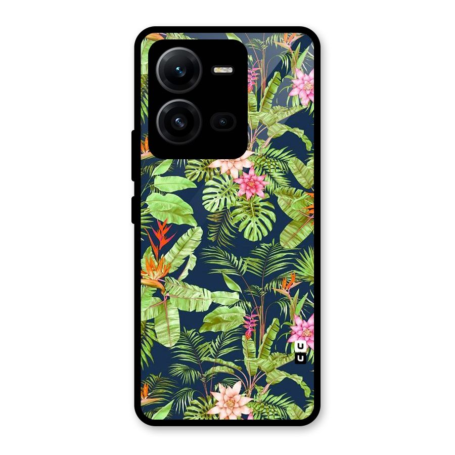 Tiny Flower Leaves Glass Back Case for Vivo V25