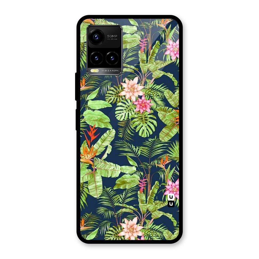 Tiny Flower Leaves Glass Back Case for Vivo Y21T