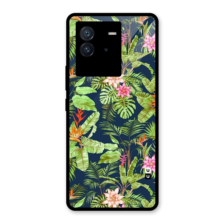 Tiny Flower Leaves Glass Back Case for Vivo iQOO Neo 6 5G