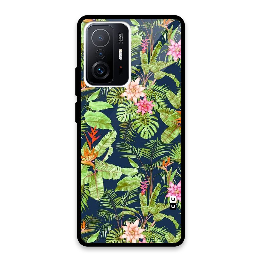 Tiny Flower Leaves Glass Back Case for Xiaomi 11T Pro