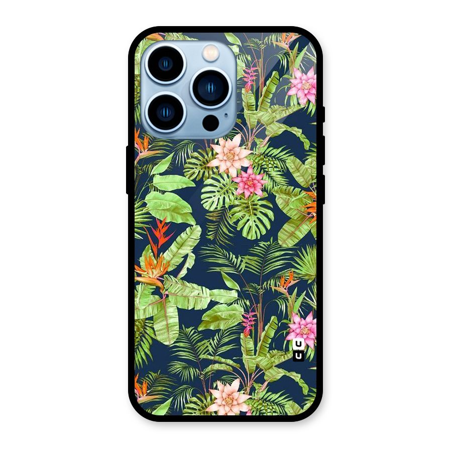 Tiny Flower Leaves Glass Back Case for iPhone 13 Pro
