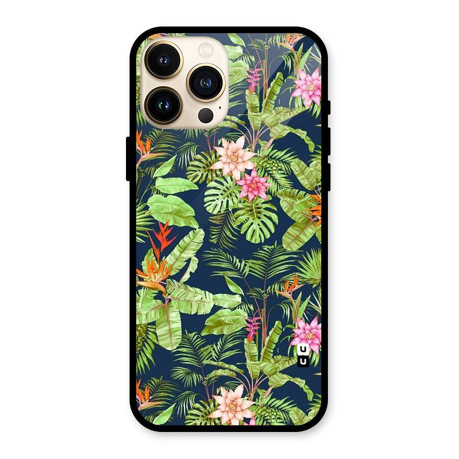 Tiny Flower Leaves Glass Back Case for iPhone 13 Pro Max