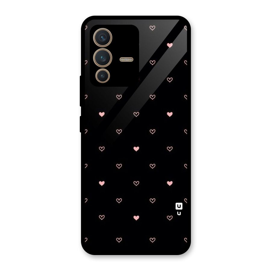 Tiny Little Pink Pattern Glass Back Case for Vivo V23 5G