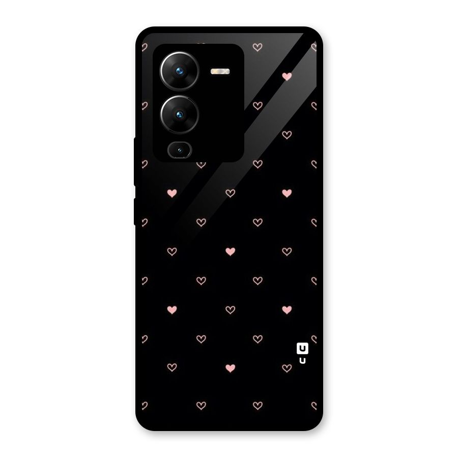 Tiny Little Pink Pattern Glass Back Case for Vivo V25 Pro