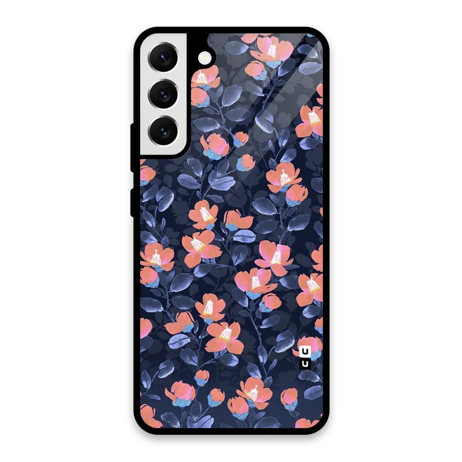 Tiny Peach Flowers Glass Back Case for Galaxy S22 Plus 5G
