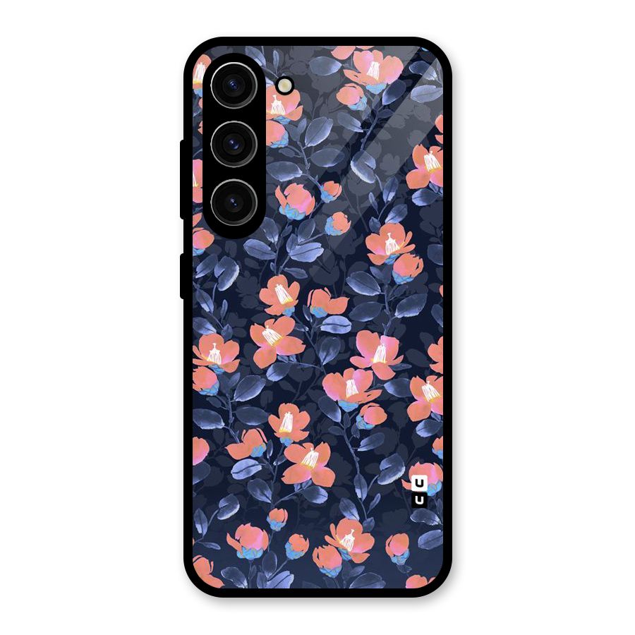 Tiny Peach Flowers Glass Back Case for Galaxy S23