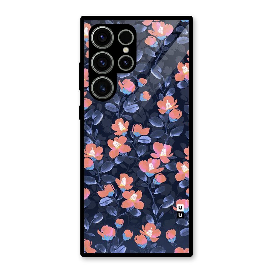 Tiny Peach Flowers Glass Back Case for Galaxy S23 Ultra