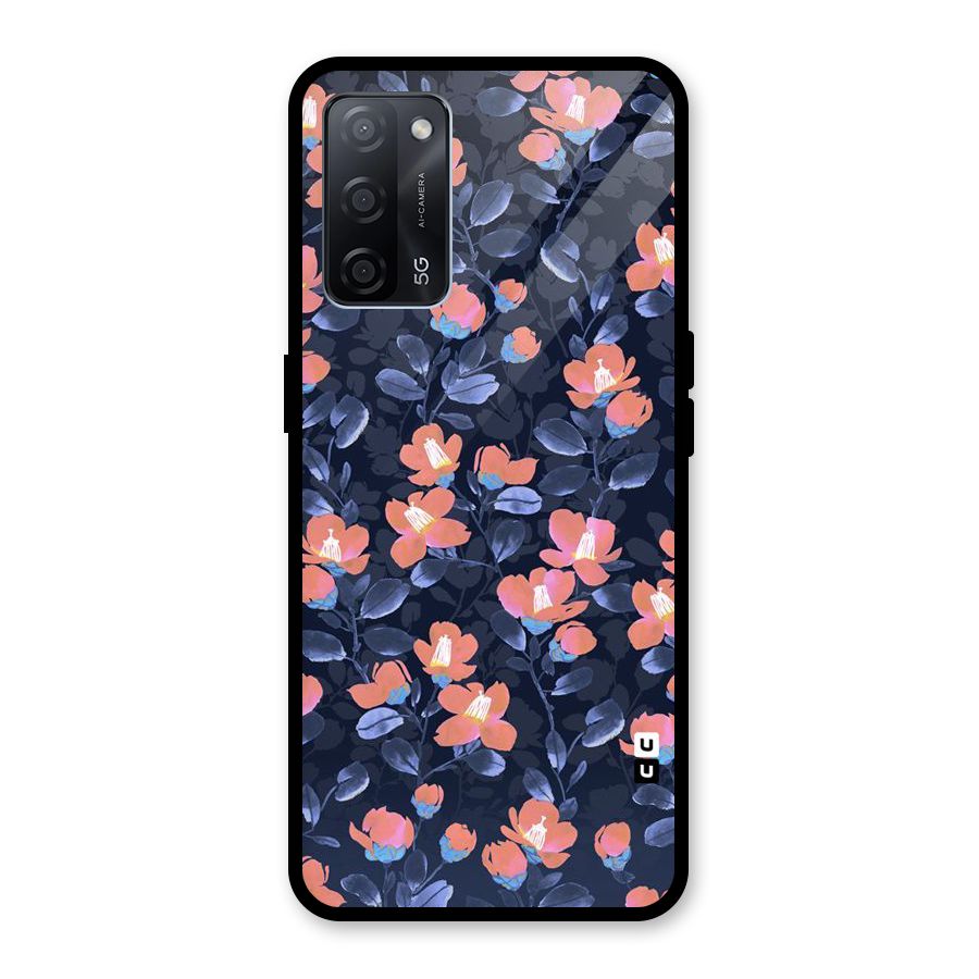 Tiny Peach Flowers Glass Back Case for Oppo A53s 5G