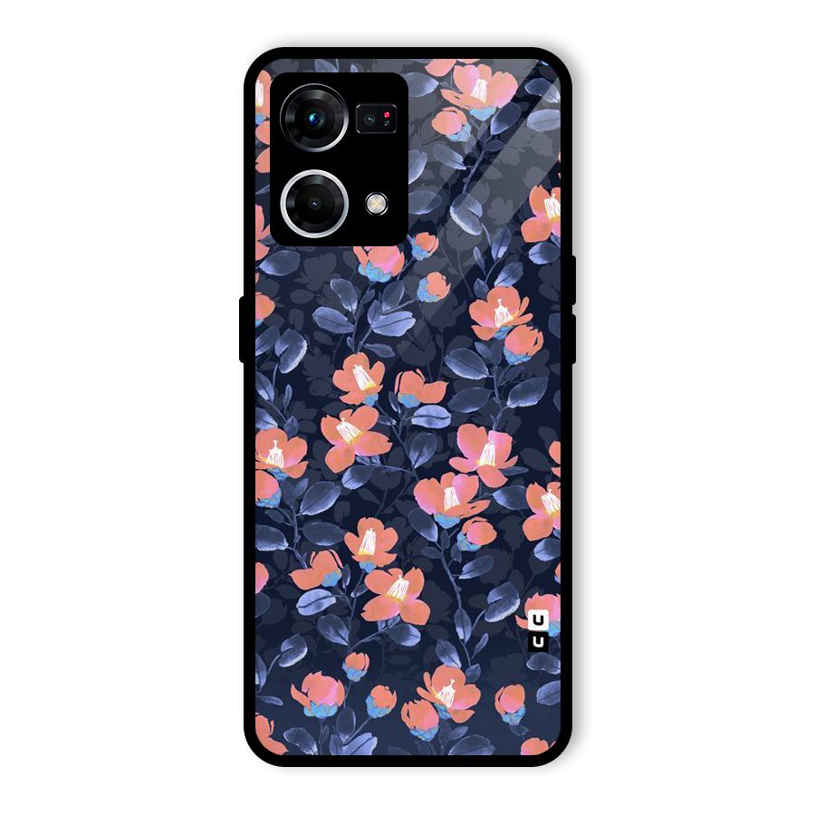 Tiny Peach Flowers Glass Back Case for Oppo F21 Pro 5G
