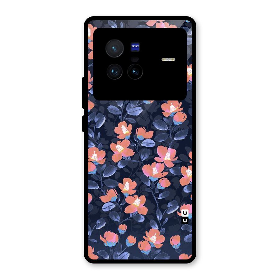 Tiny Peach Flowers Glass Back Case for Vivo X80