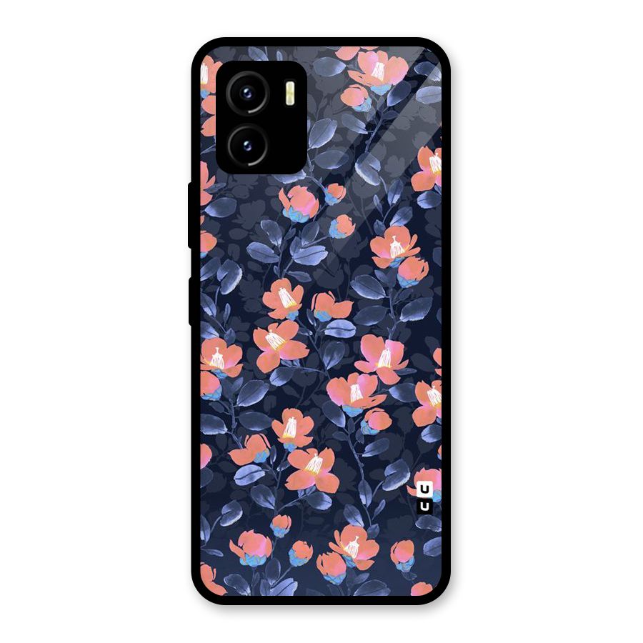 Tiny Peach Flowers Glass Back Case for Vivo Y15s