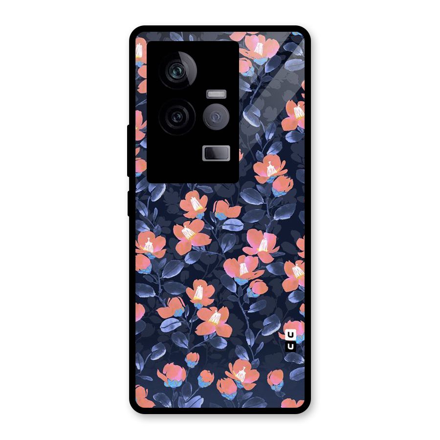 Tiny Peach Flowers Glass Back Case for Vivo iQOO 11 5G