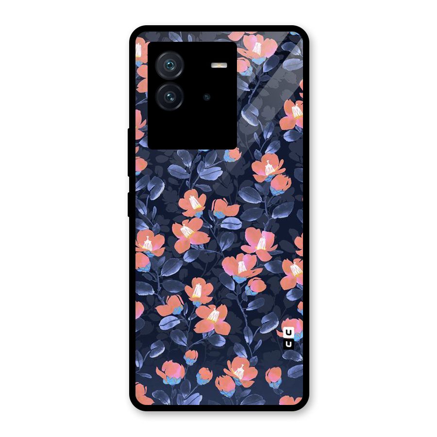 Tiny Peach Flowers Glass Back Case for Vivo iQOO Neo 6 5G