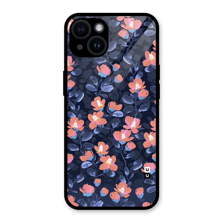 Tiny Peach Flowers Glass Back Case for iPhone 14
