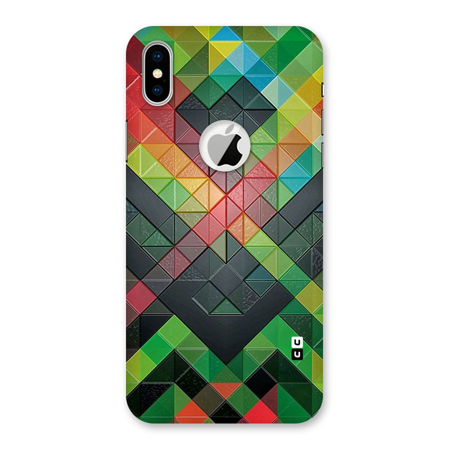 Too Much Colors Pattern Back Case for iPhone XS Logo Cut