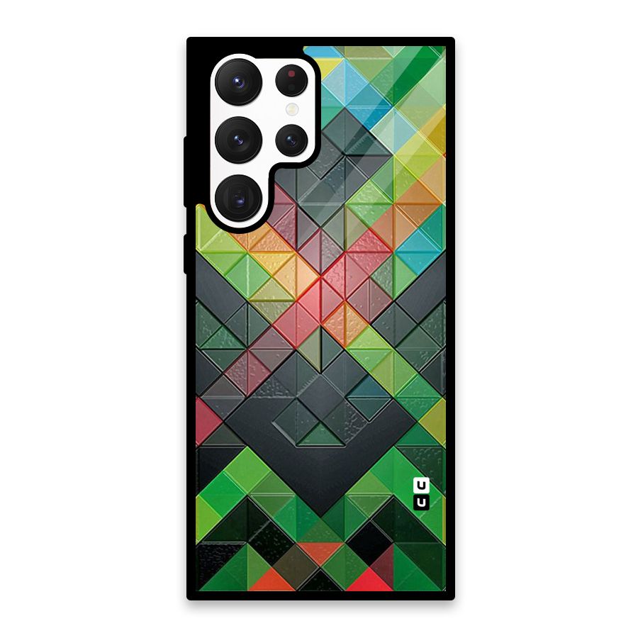 Too Much Colors Pattern Glass Back Case for Galaxy S22 Ultra 5G