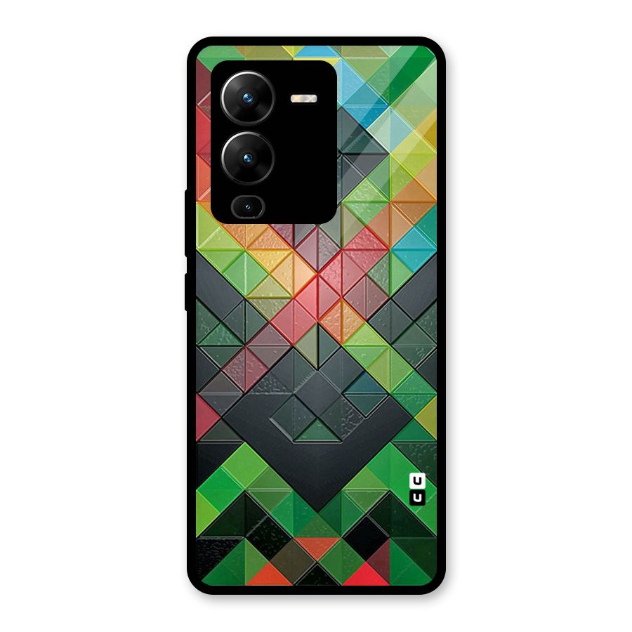 Too Much Colors Pattern Glass Back Case for Vivo V25 Pro