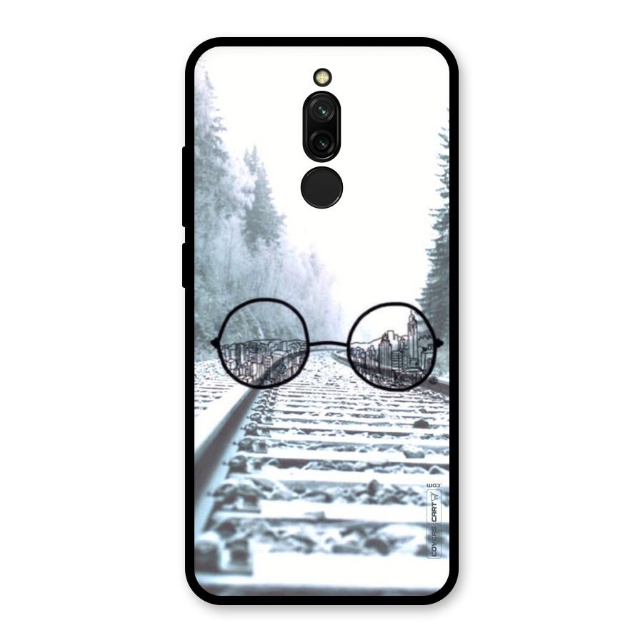 Tracks And Specs Glass Back Case for Redmi 8