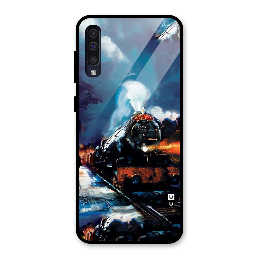 Train Art Glass Back Case for Galaxy A50