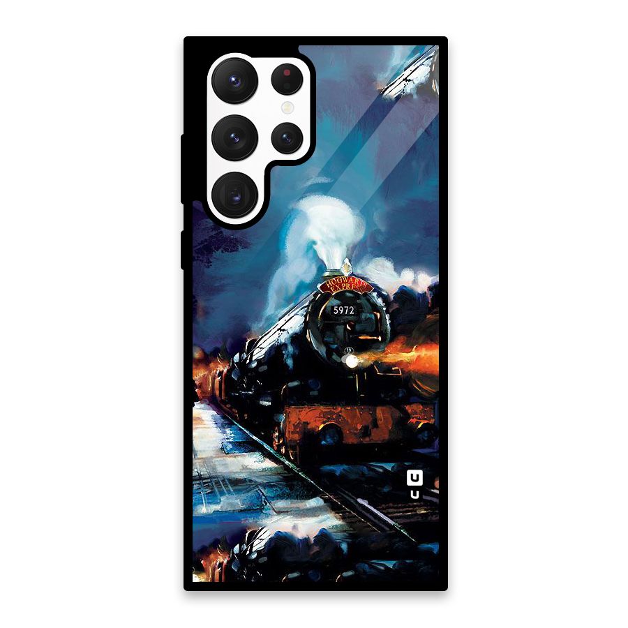 Train Art Glass Back Case for Galaxy S22 Ultra 5G