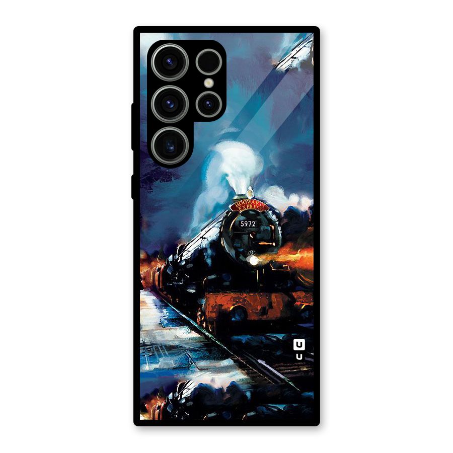 Train Art Glass Back Case for Galaxy S23 Ultra