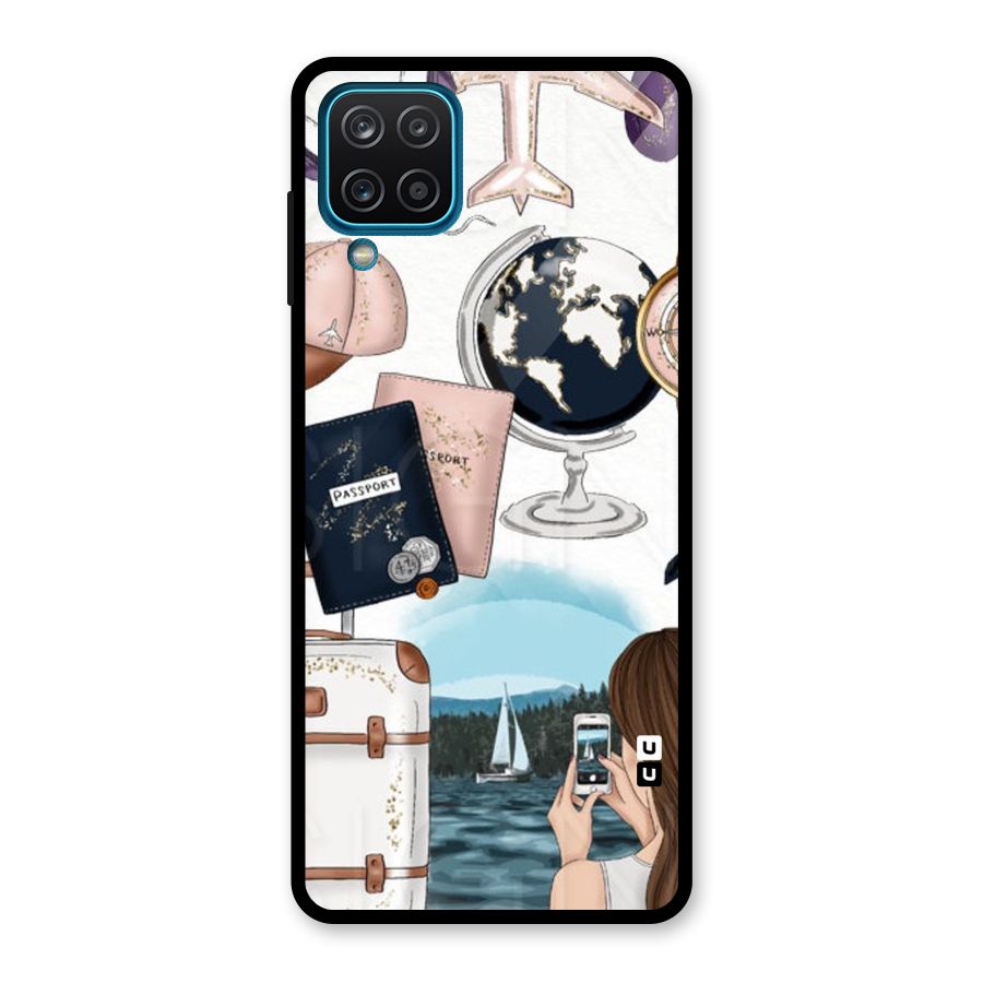 Travel Diaries Glass Back Case for Galaxy A12