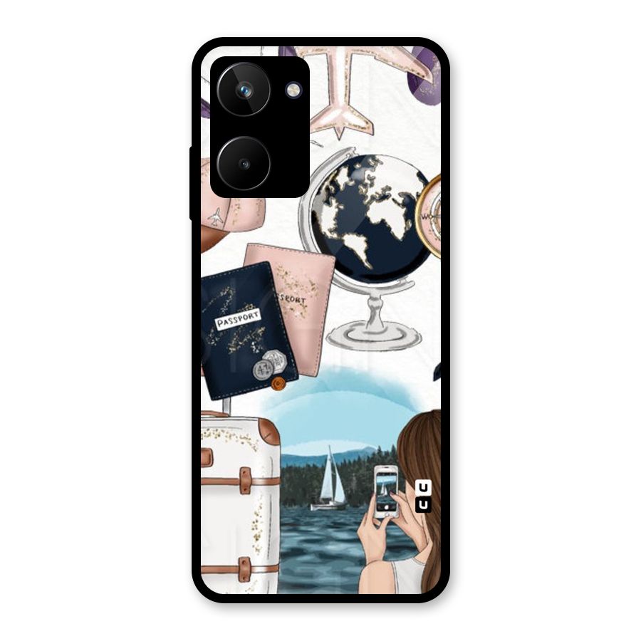 Travel Diaries Glass Back Case for Realme 10