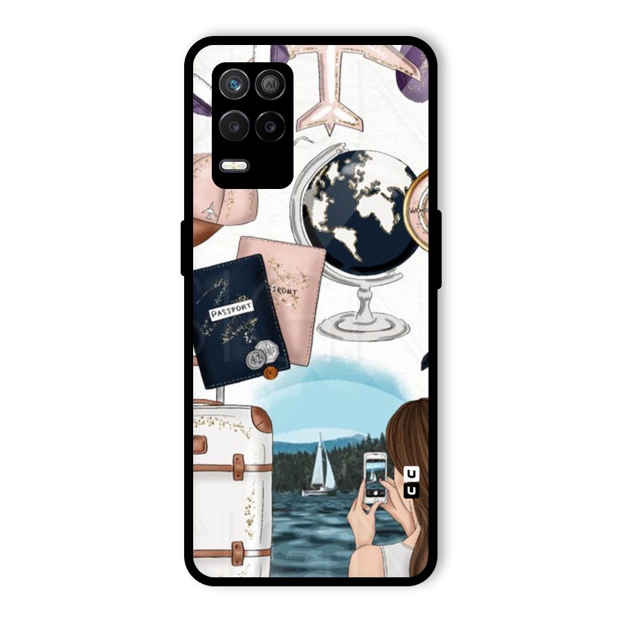 Travel Diaries Glass Back Case for Realme 8 5G