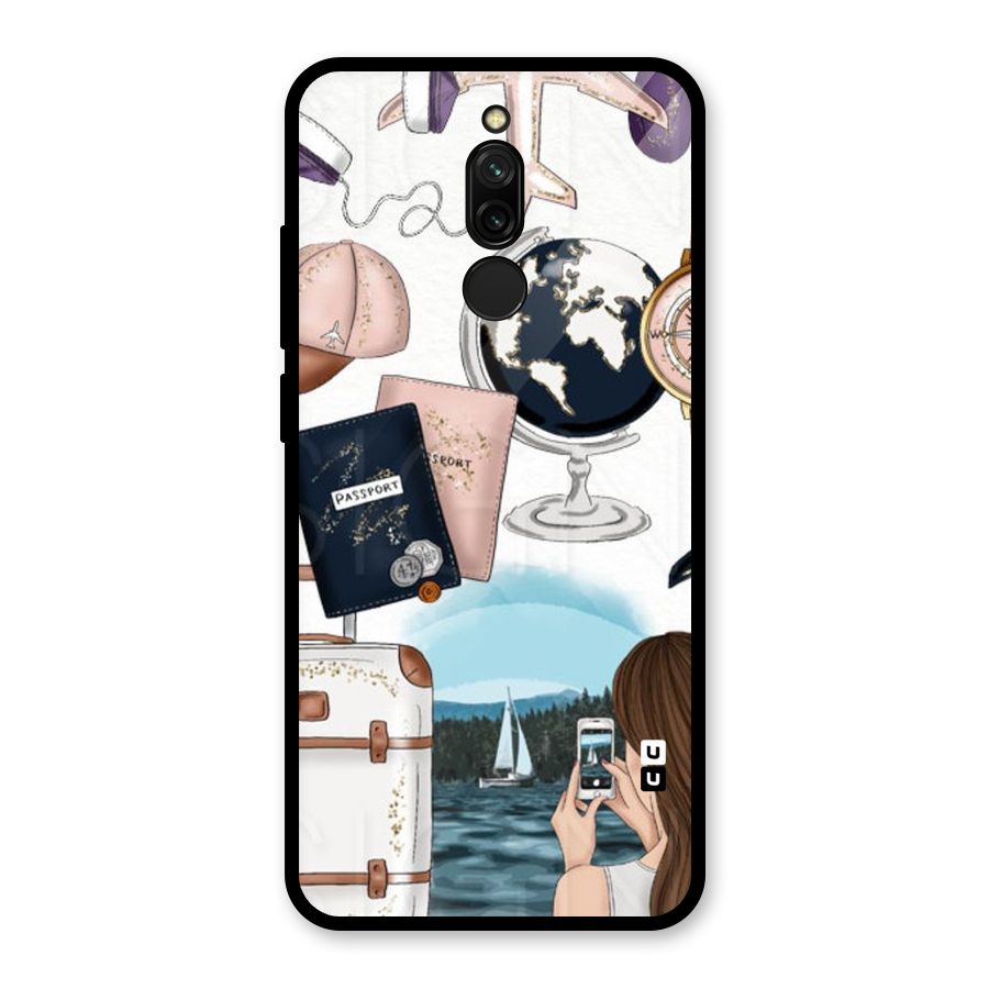 Travel Diaries Glass Back Case for Redmi 8