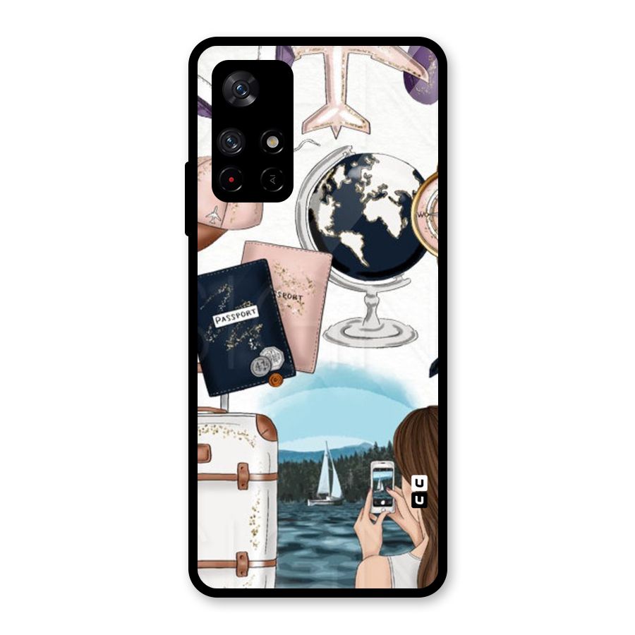 Travel Diaries Glass Back Case for Redmi Note 11T 5G