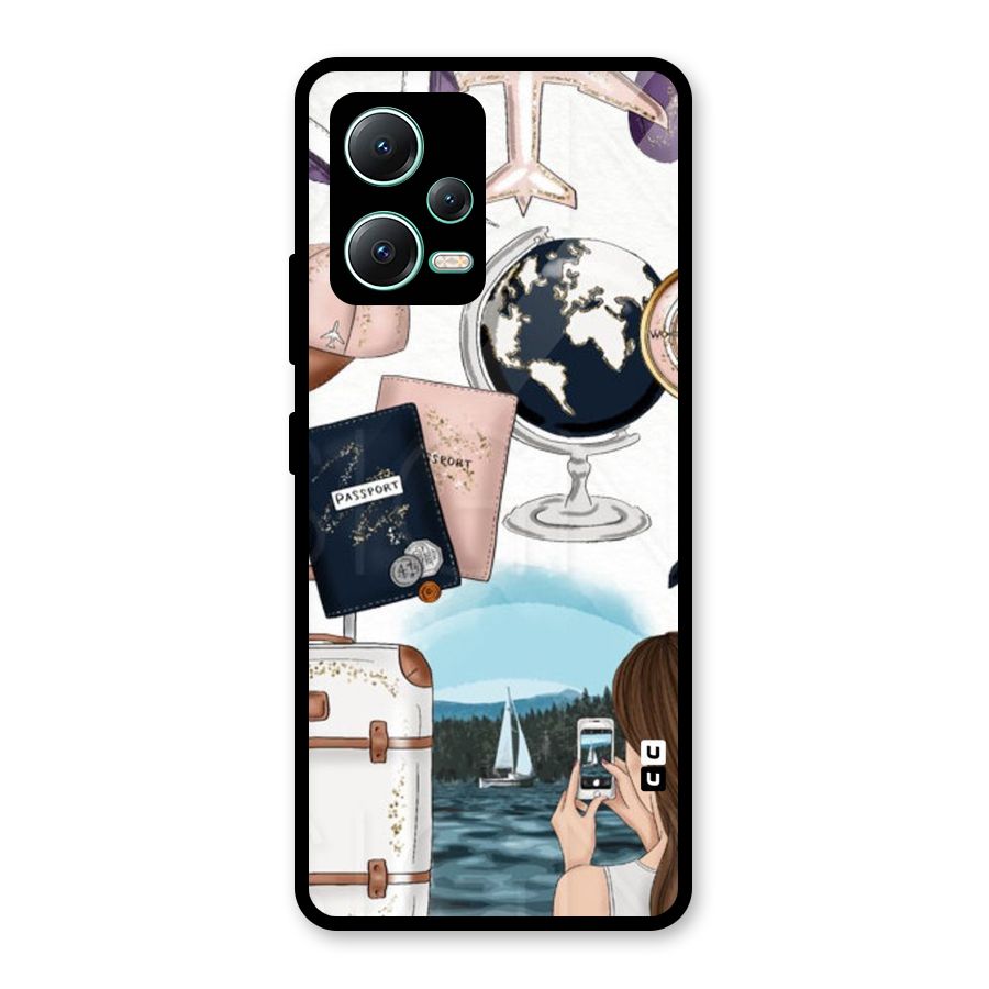Travel Diaries Glass Back Case for Redmi Note 12 5G