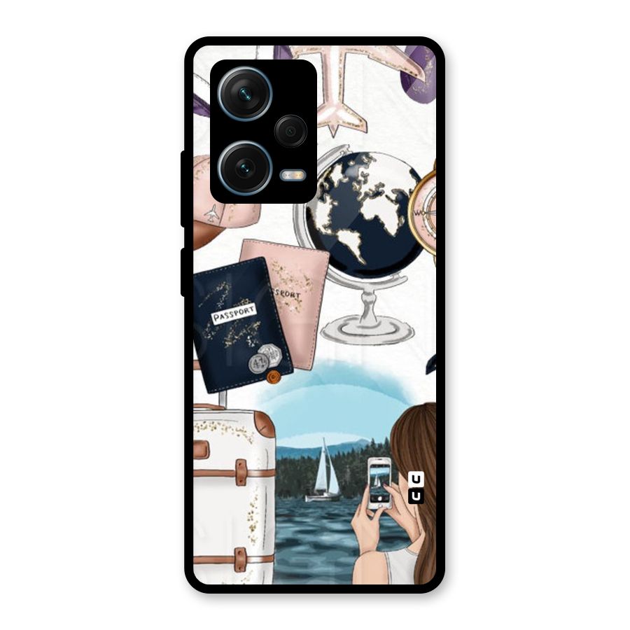 Travel Diaries Glass Back Case for Redmi Note 12 Pro Plus 5G