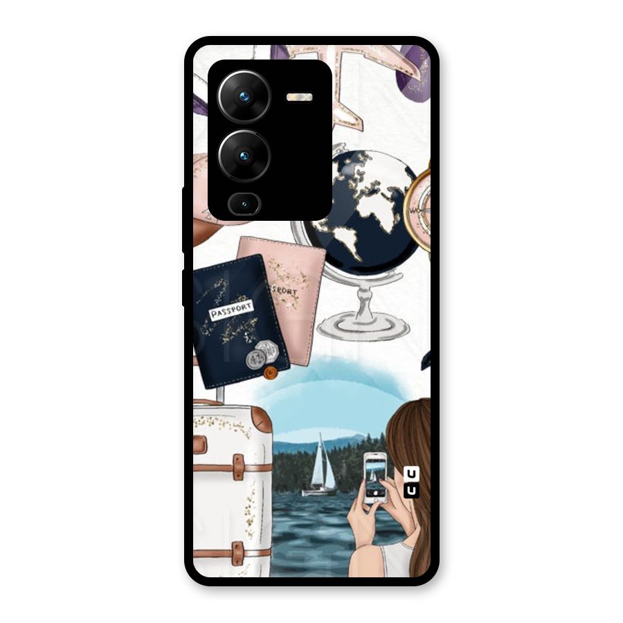 Travel Diaries Glass Back Case for Vivo V25 Pro