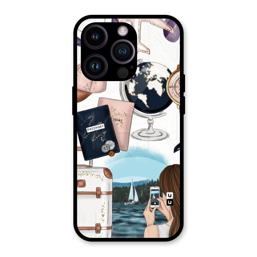 Travel Diaries Glass Back Case for iPhone 14 Pro