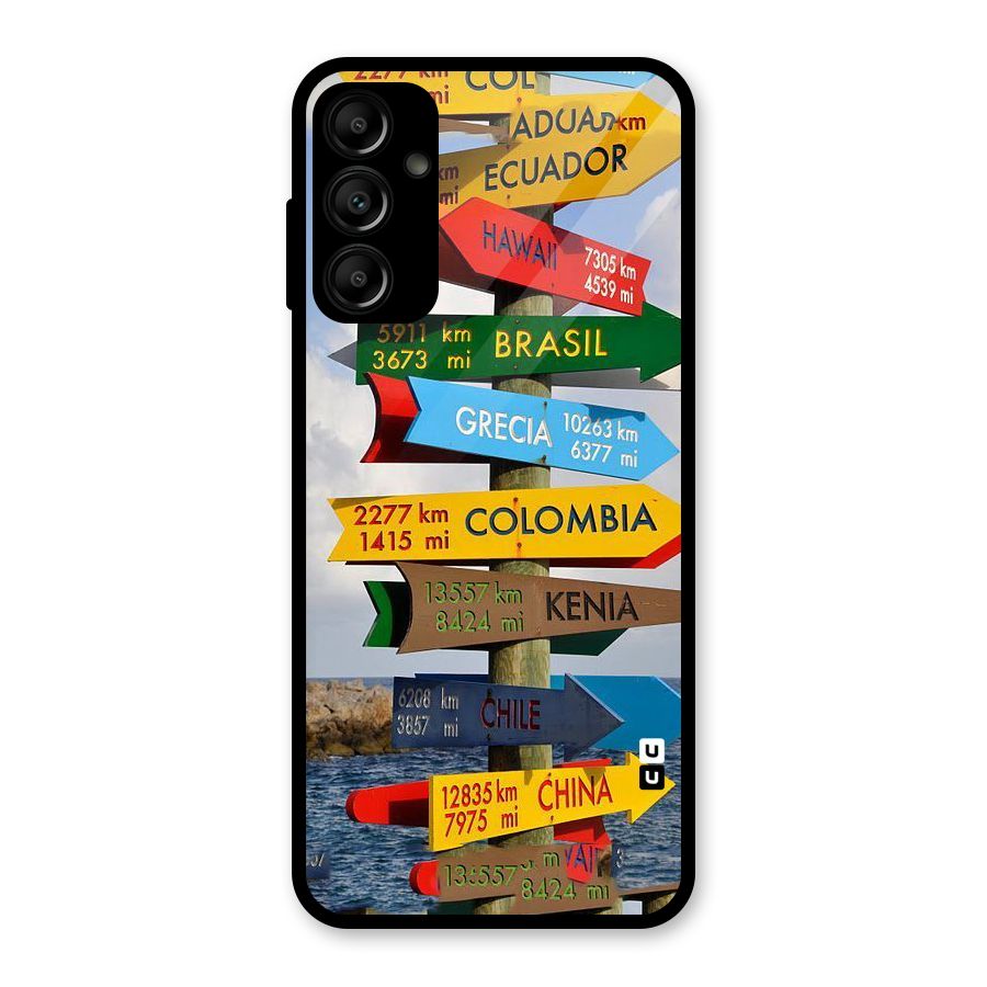 Travel Directions Glass Back Case for Galaxy A14 5G