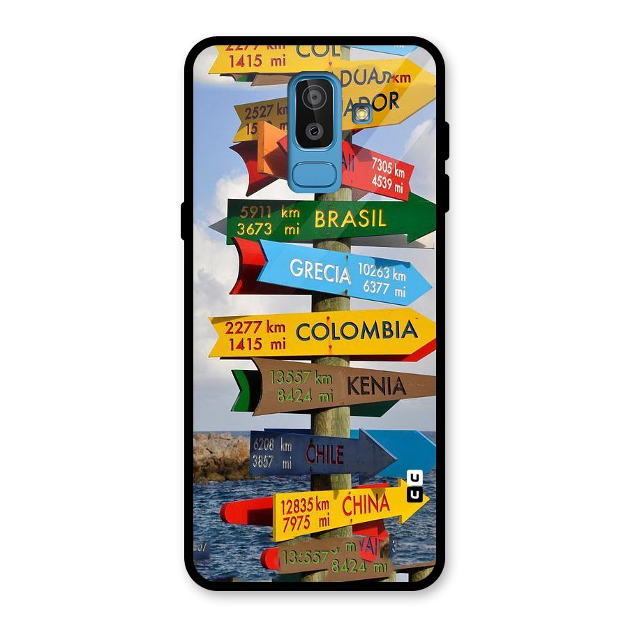 Travel Directions Glass Back Case for Galaxy J8