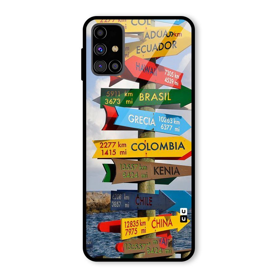 Travel Directions Glass Back Case for Galaxy M31s