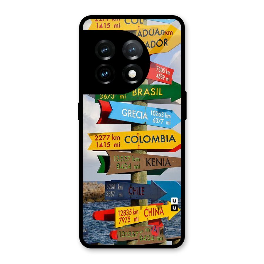 Travel Directions Glass Back Case for OnePlus 11