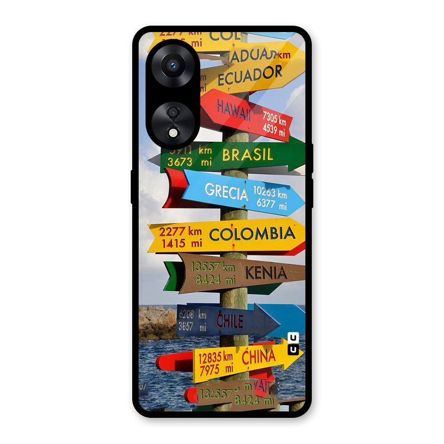 Travel Directions Glass Back Case for Oppo A78