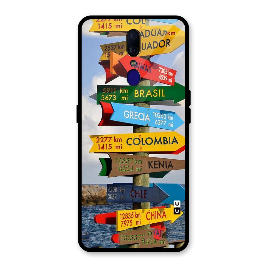 Travel Directions Glass Back Case for Oppo F11