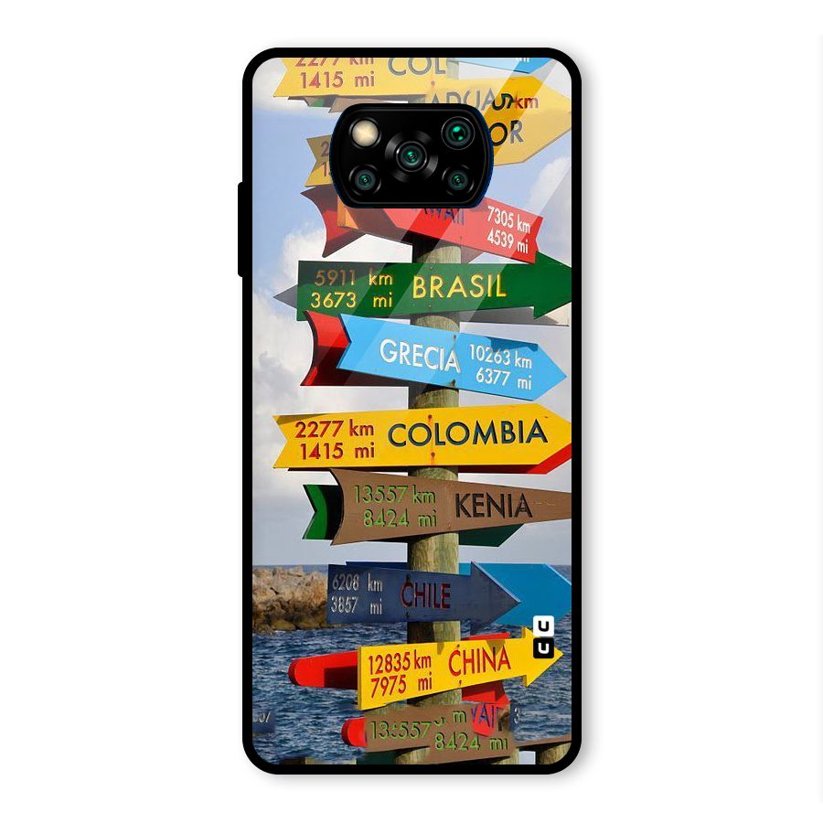 Travel Directions Glass Back Case for Poco X3 Pro