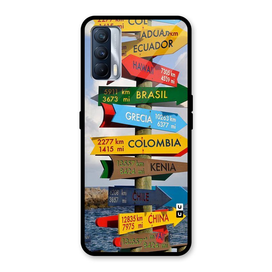 Travel Directions Glass Back Case for Realme X7