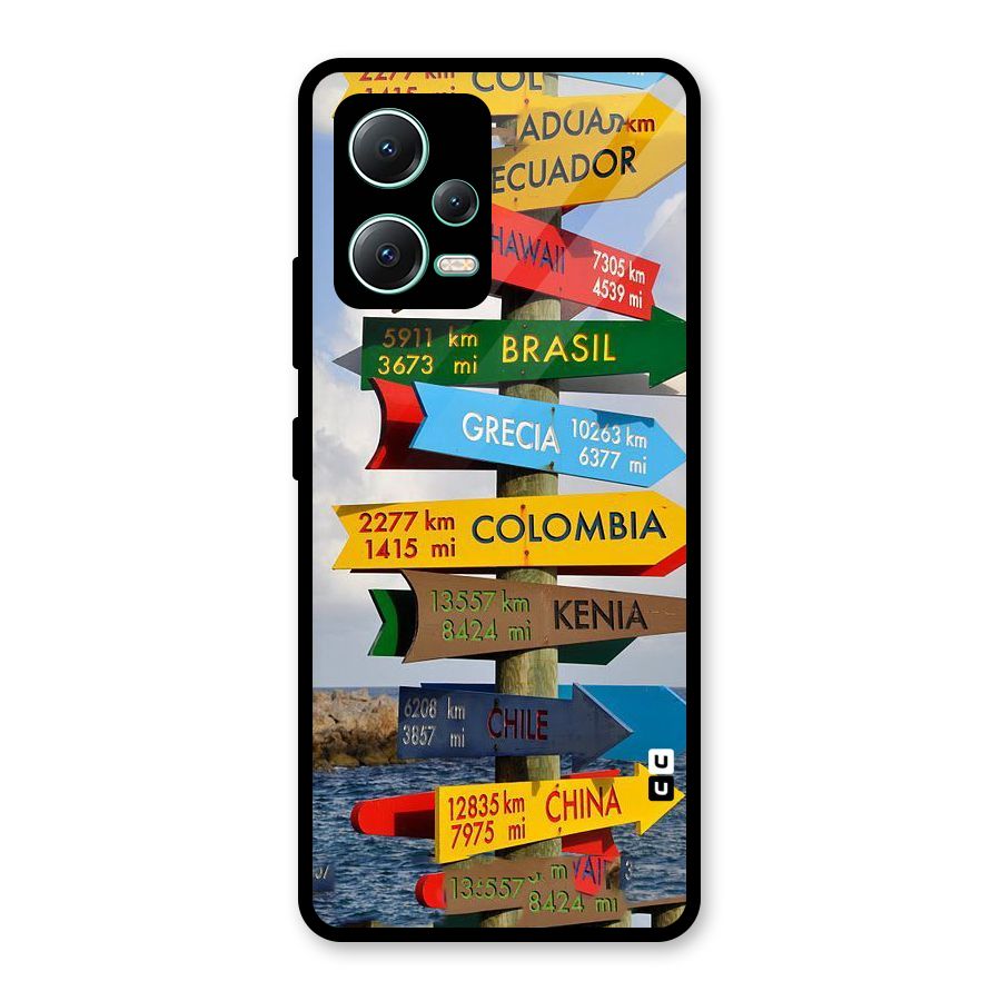 Travel Directions Glass Back Case for Redmi Note 12 5G