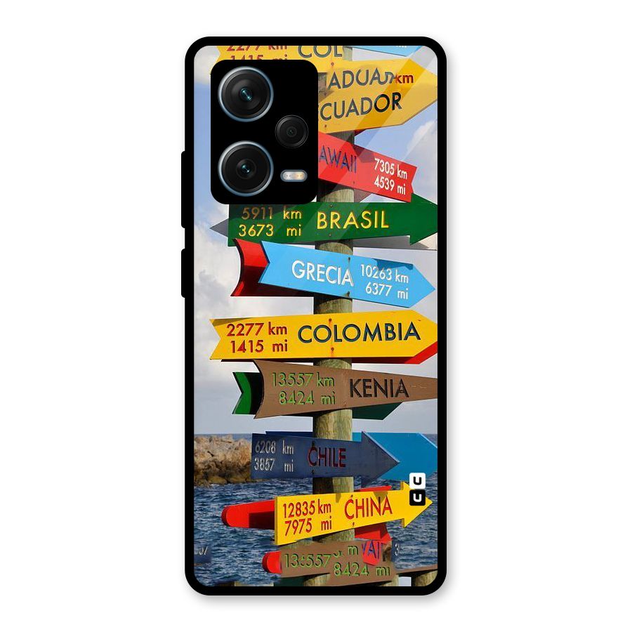 Travel Directions Glass Back Case for Redmi Note 12 Pro Plus 5G