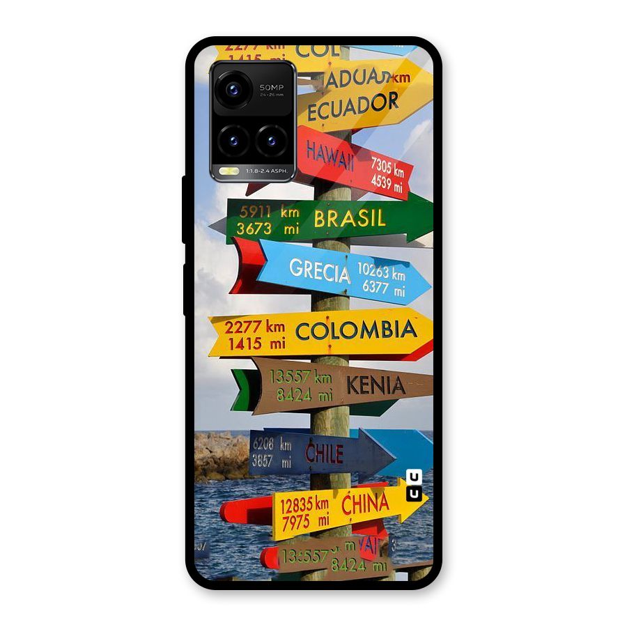 Travel Directions Glass Back Case for Vivo Y21A